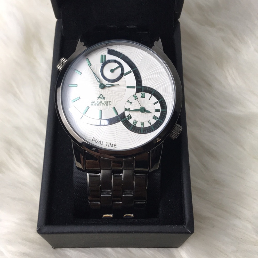New men’s August Steiner dual time wrist watch
